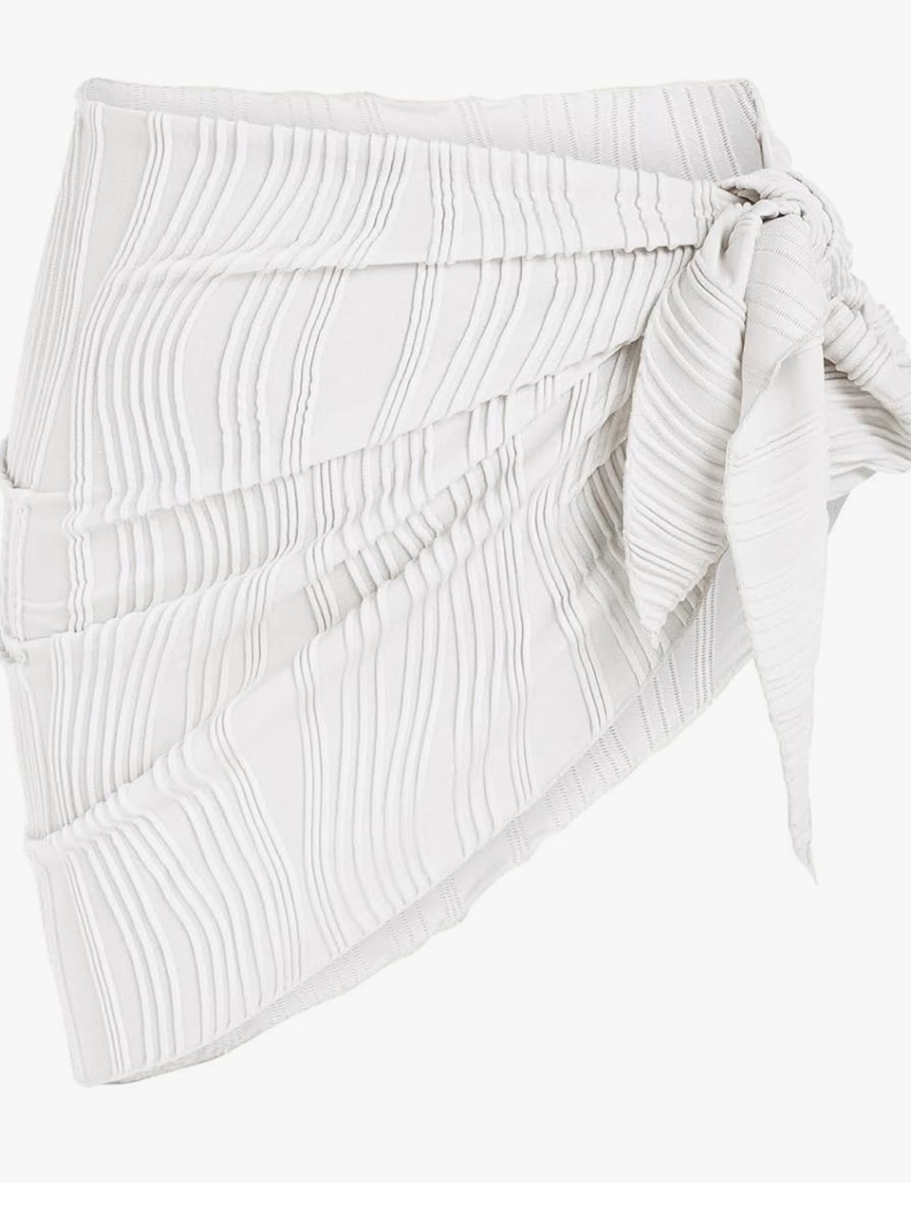 Zaful White Asymmetrical Wave Pleated Skirt Sarong